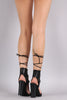 Open Toe Lace Up Ankle Cuff Chunky Heel