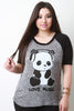 Love Music Panda Graphic Print Top