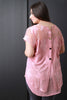 High Low Semi-Sheer Button Accent Top