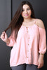 Cold Shoulder Button Embellishment Top