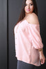Cold Shoulder Button Embellishment Top