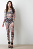 Keyhole Back Tribal Print Semi-Sheer Jumpsuit