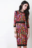 Three Quarter Sleeve Pattern Midi Dress