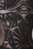 Patterned Mesh Open Back Long Sleeve Midi Dress