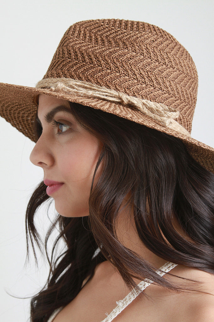 Faux Straw Braided Brim Hat