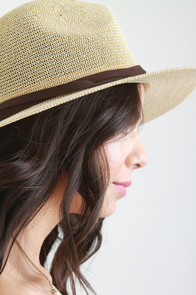 Twisted Suede Strap Panama Hat