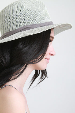 Twisted Suede Strap Panama Hat