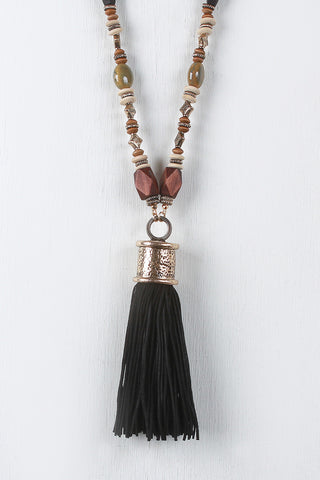 Boho Suede Cord Tassel Necklace