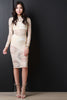 Semi-Sheer Fishnet Patterned Keyhole Midi Dress