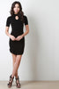 Keyhole Mock Neck Mini Dress