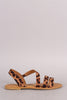 Bamboo Leopard Strappy Asymmetrical Flat Sandal