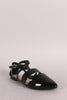 Qupid Patent Cutout Pointy Toe Ankle Strap Flat