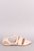 Qupid Patent Cutout Pointy Toe Ankle Strap Flat