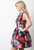Floral Sketch Round Neck Skater Dress