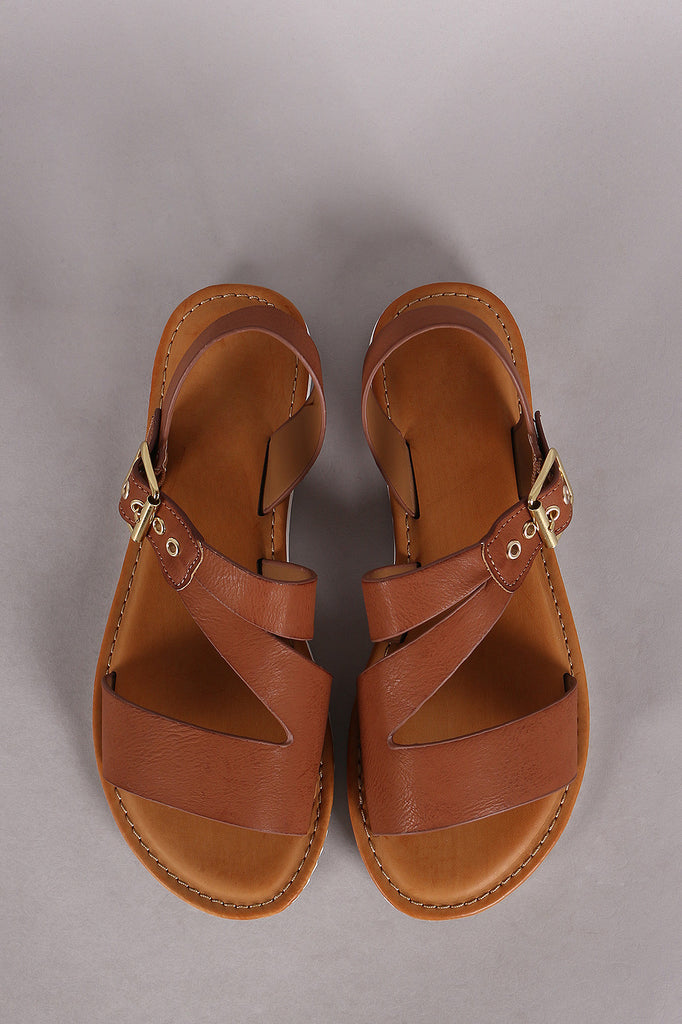 Bamboo Slanted Lug Sole Flat Sandal