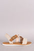 Bamboo Linen Slanted Lug Sole Flat Sandal