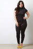 Mock Neck Faux Suede Jumpsuit