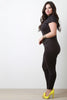 Mock Neck Faux Suede Jumpsuit