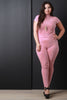 Mock Neck Faux Suede Jumpsuit