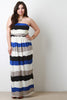 Strapless Horizontal Stripe Maxi Dress