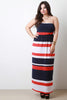 Strapless Stripe Design Maxi Dress