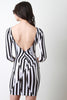 Open Back Striped Abstract Mini Dress