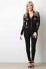Semi-Sheer Fishnet Mesh Zipper Jumpsuit