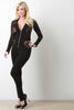 Long Sleeve Semi-Sheer Mesh Zipper Jumpsuit