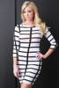 Three Quarter Sleeve Grid Print Bodycon Dress