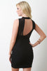 Keyhole Back Mock Neck Mesh Bodycon Dress