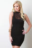 Keyhole Back Mock Neck Mesh Bodycon Dress