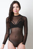 Semi-Sheer Long Sleeve Mock Neck Bodysuit