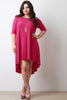 Jersey Knit Quarter Sleeve High-Low Dress