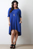 Jersey Knit Quarter Sleeve High-Low Dress