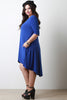 Jersey Knit Quarter Sleeve High-Low Dress