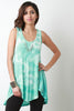 Tie Dye Sleeveless High Low Tunic Top