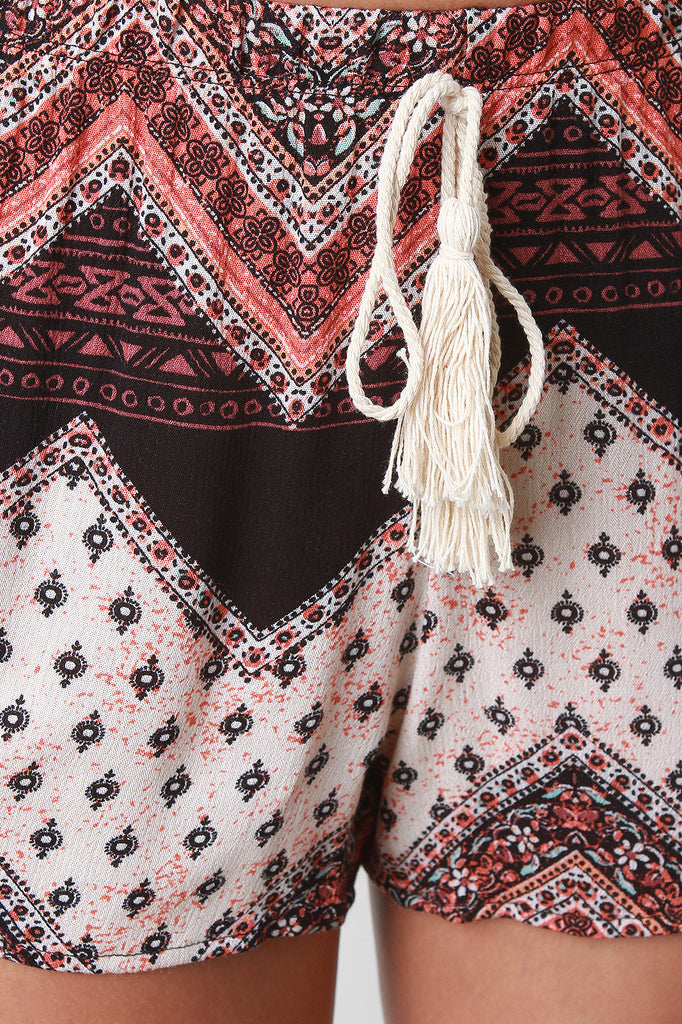 Southwestern Tassel Drawstring Shorts