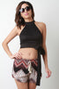Mock Neck Sleeveless Floral Lace Crop Top