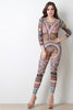 Native Tribal Print Mesh Jumpsuit