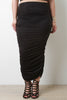 Vegan Suede Ruched Midi Skirt