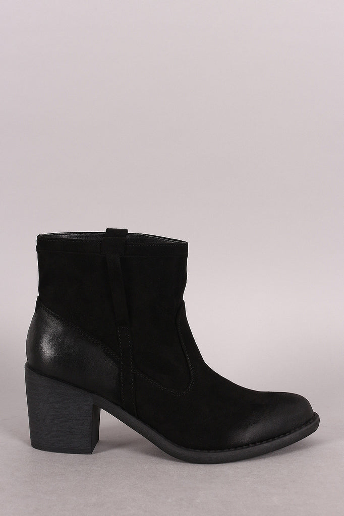 Qupid Suede Chunky Heeled Ankle Boots