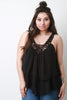 Sleeveless Crochet Trim Tiered Top