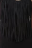 Jersey Knit Round Neck Fringe Maxi Dress