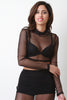 Netted Mock Neck Long Sleeve Crop Top
