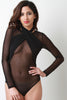 Mesh Wrapped Front Long Sleeve Bodysuit
