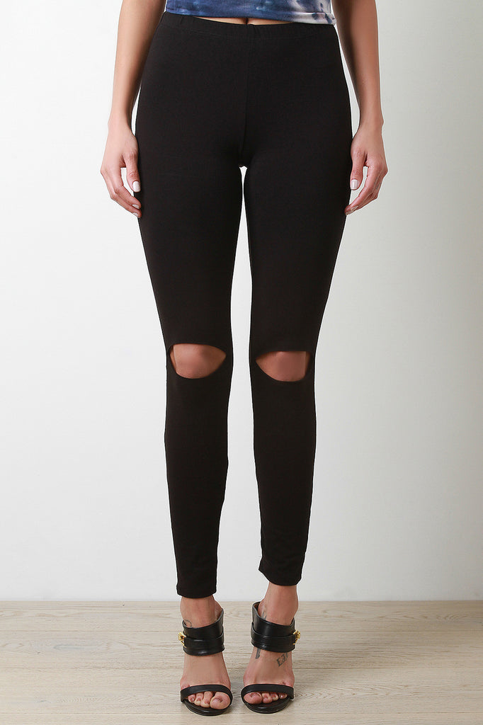 Lasercut Knee Slit Leggings