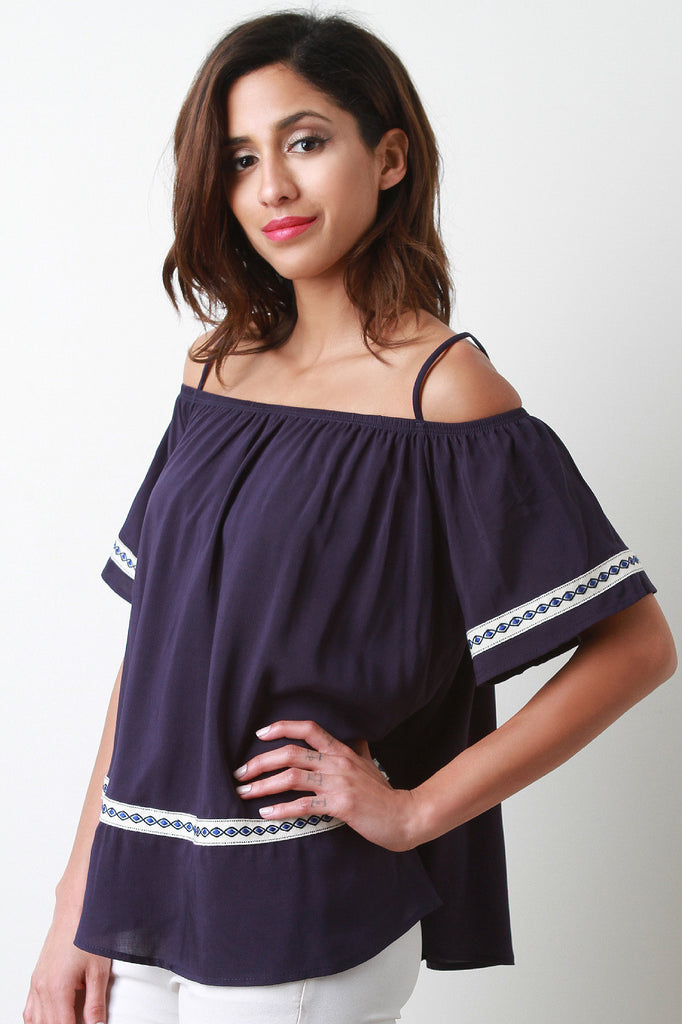 Short Sleeve Off Shoulder Peasant Top