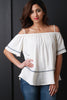 Short Sleeve Off Shoulder Peasant Top