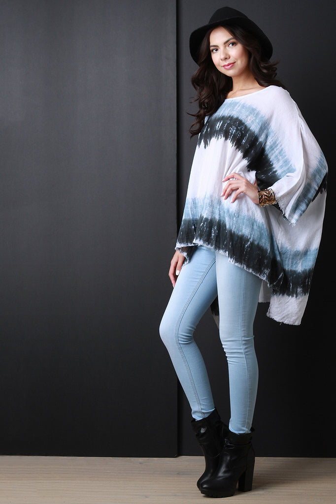 Dolman Sleeve Tie Dye High Low Top