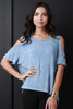 Jersey Knit High Low Cold Shoulder Top